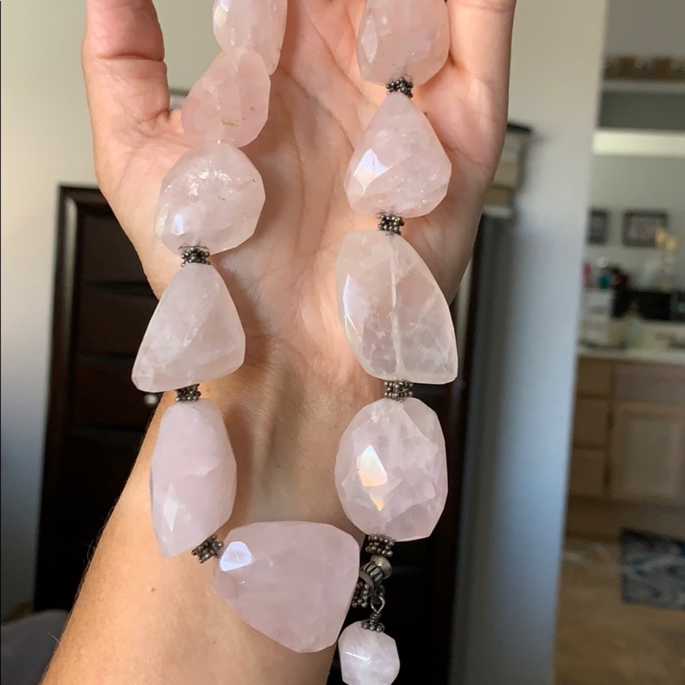Ex Ex chunky rose quartz necklace